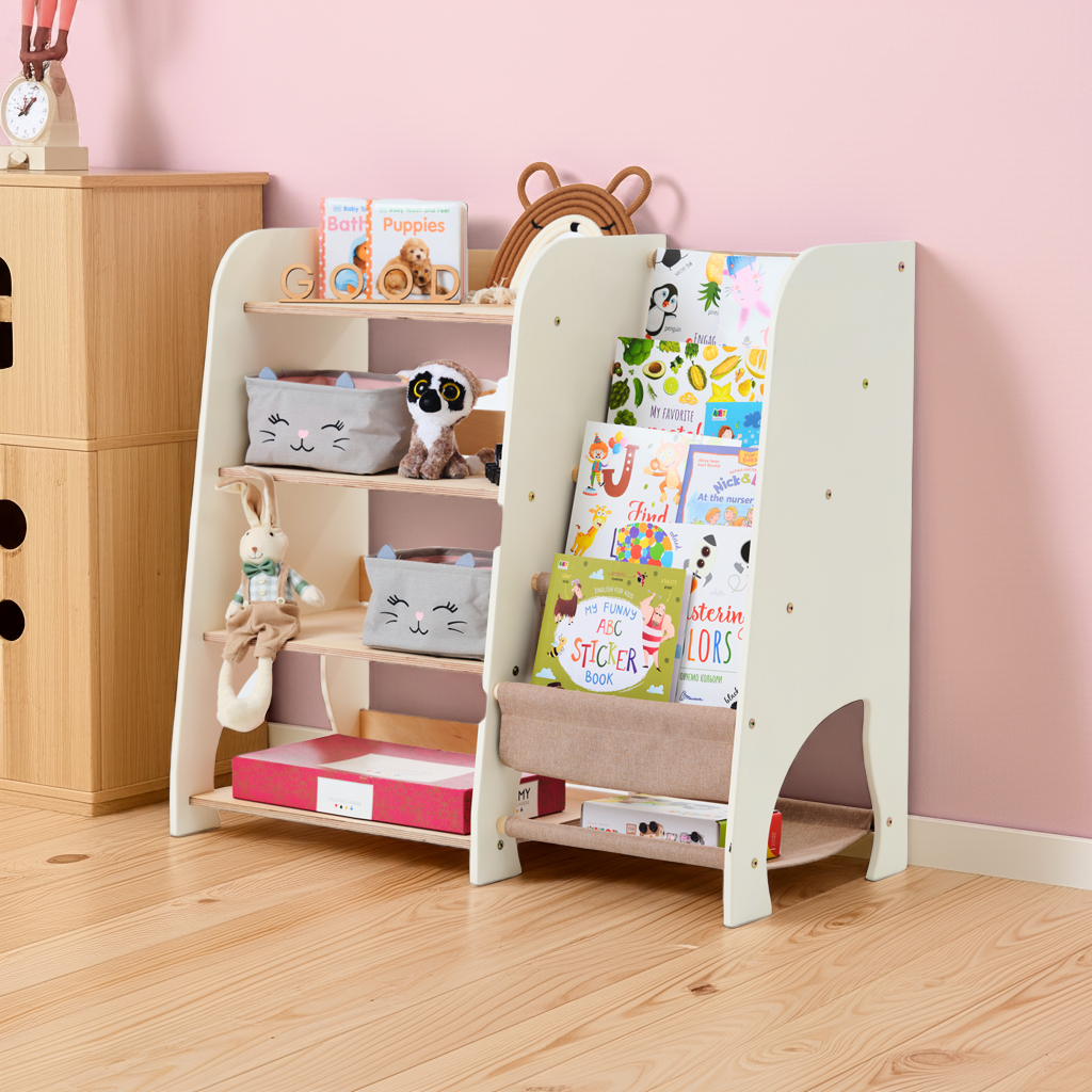 2-in-1 Montessori-Regal - Stylish Storage for Books & Toys