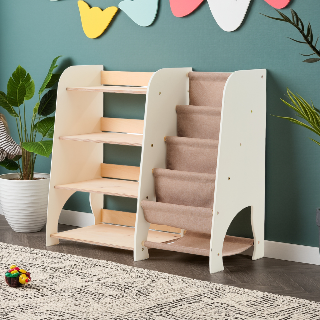 2-in-1 Montessori-Regal - Stylish Storage for Books & Toys
