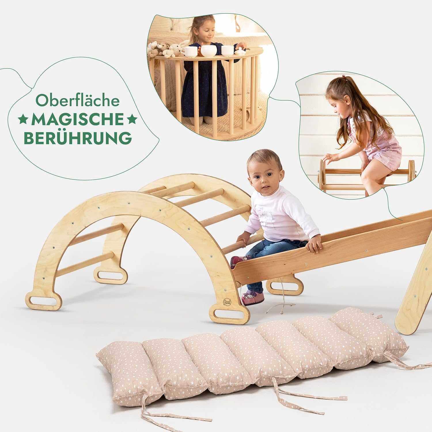 5in1 Montessori Klettergerüst Set - Dreieck, Rutsche & Bogen