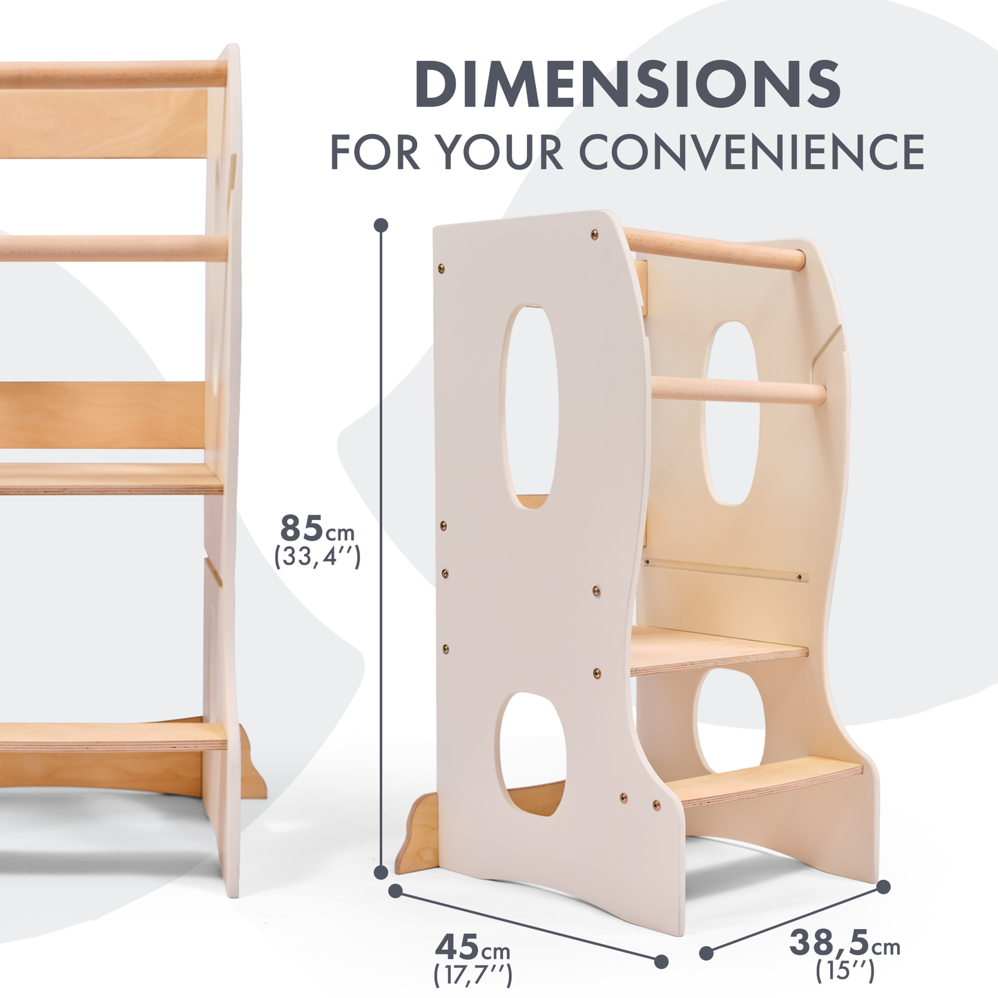 Stabiler Montessori Lernturm – Adjustable Wooden Learning Tower for Kids