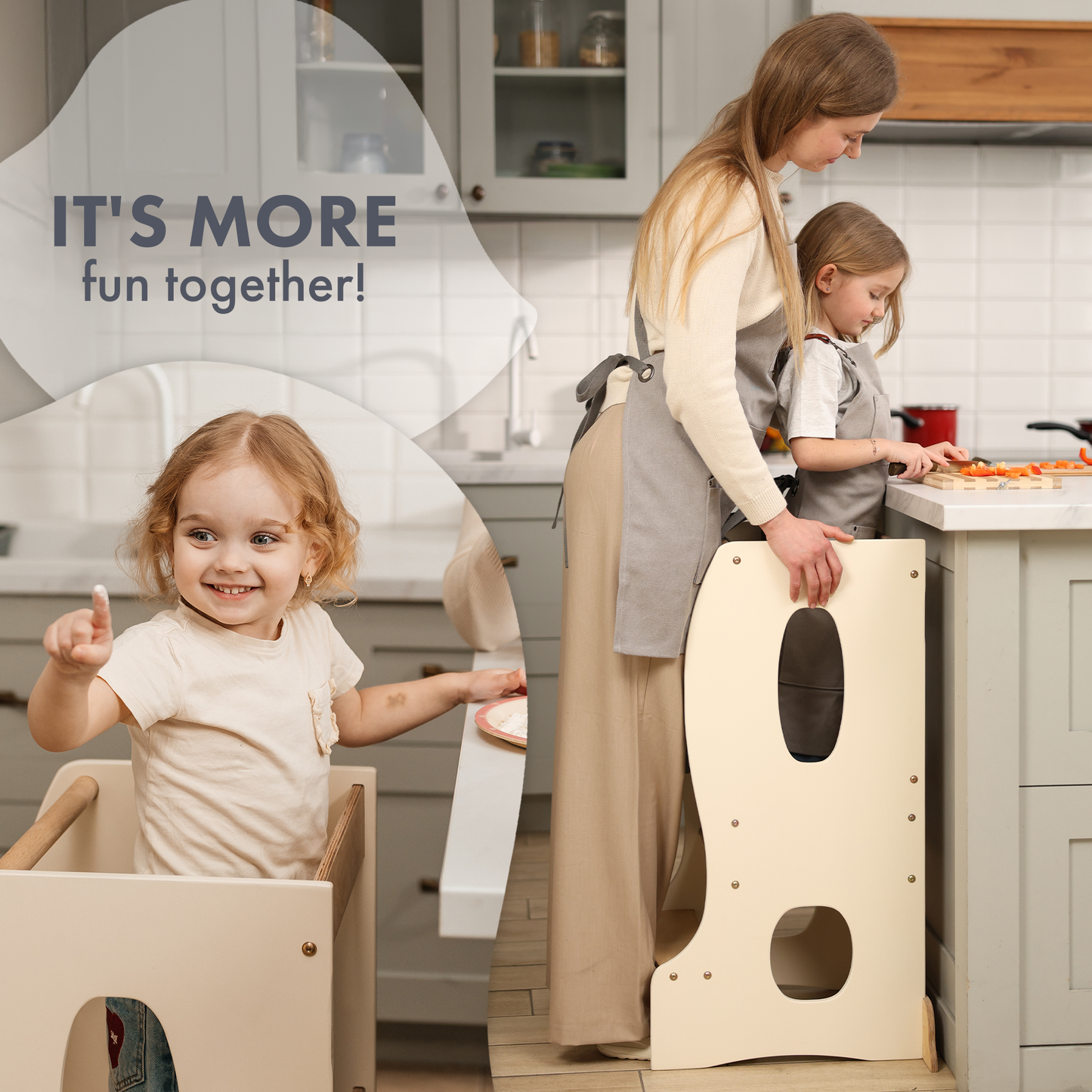 Stabiler Montessori Lernturm – Adjustable Wooden Learning Tower for Kids
