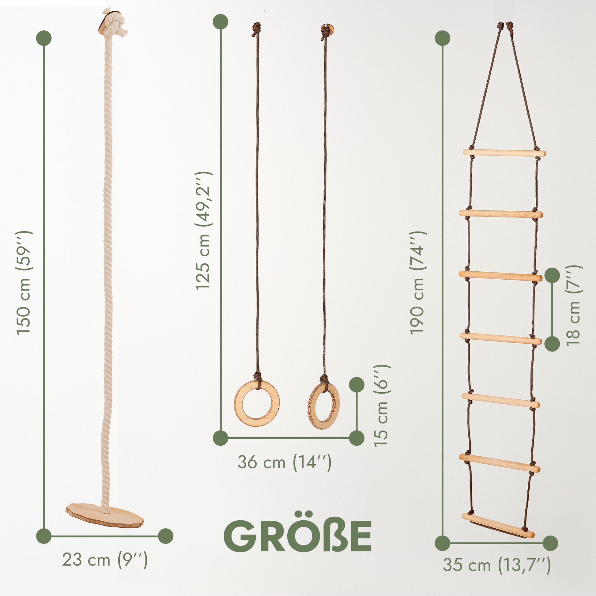 Set aus drei Schaukeln